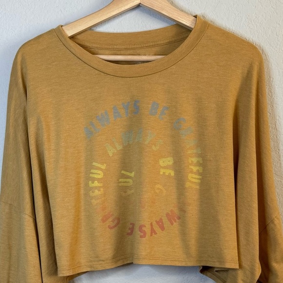 American Eagle Always Be Grateful Long Sleeve Cropped Tee Oversized Size Medium - Picture 2 of 10